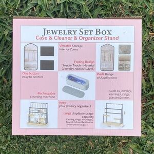 Jewelry Set Box (3) Includes Cleaning machine, Folding Case and Organizer Stand